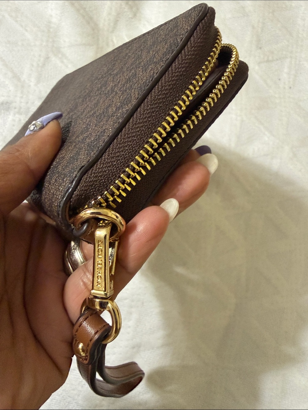 Michael Kors Brown MK Logo Zip Wristlet with Gold Hardware ( final sale) - Picture 4 of 4